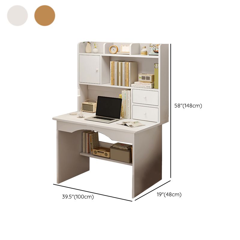 Contemporary Style Wood Office Desk Rectangular Shape Task Desk in White/Natural