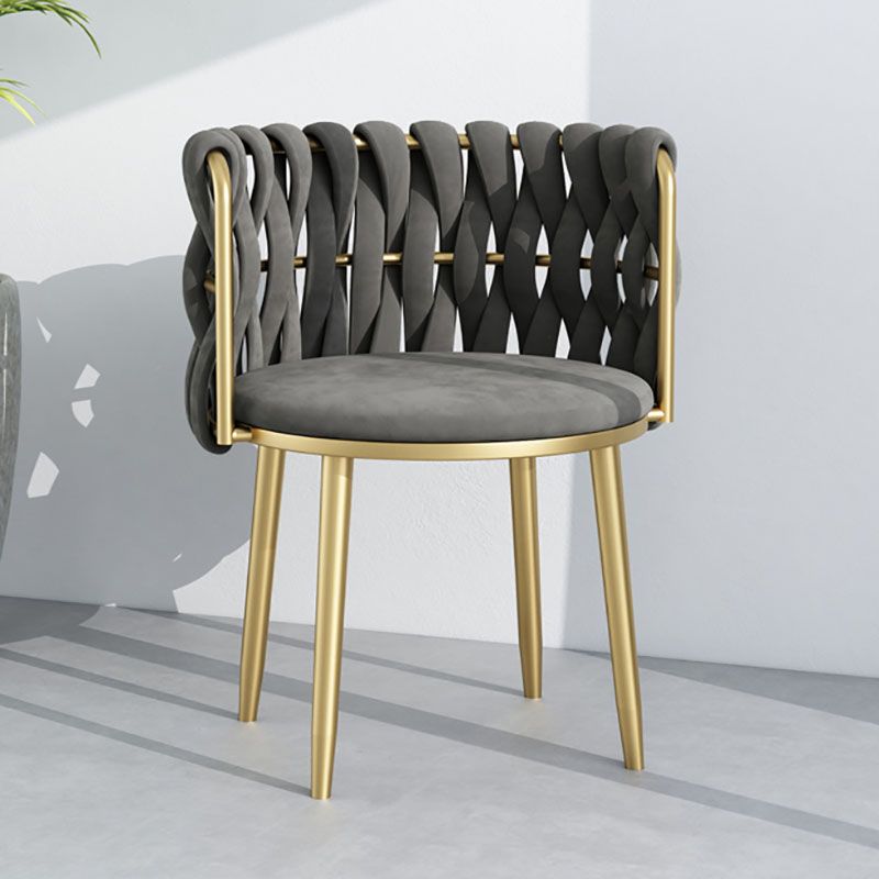 Noordse metalen eetkamerstoelen fluwelen armloze eetkamerstoelen voor restaurant