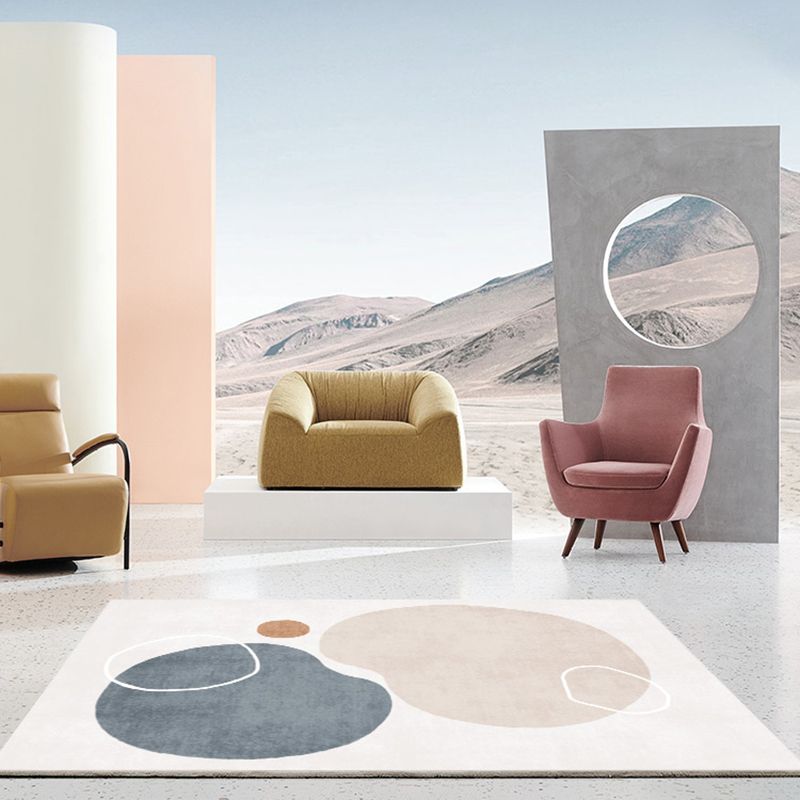 Apricot Tone Modern Indoor Rug Polyester Abstractic Print Carpet Easy Care Rug for Home Decoration