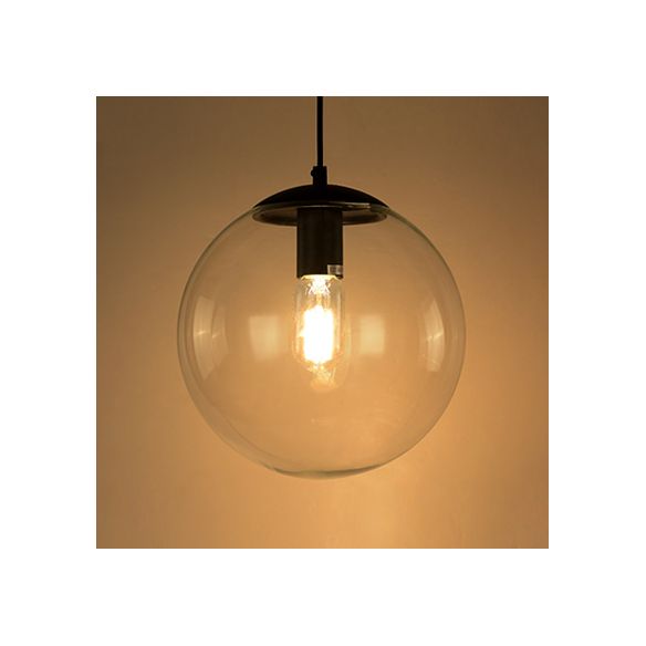 Accensione a ciondolo Globe Industrial 6 "/8"/12 "1 Luce Light Clear Glass Appesi Luce in nero/Chrome