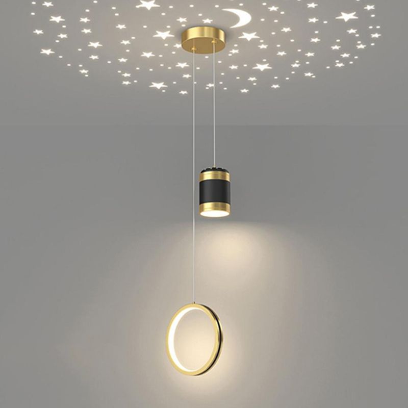 Metal Geometric Pendant Light Modern 2 Lights LED Hanging Pendant for Living Room