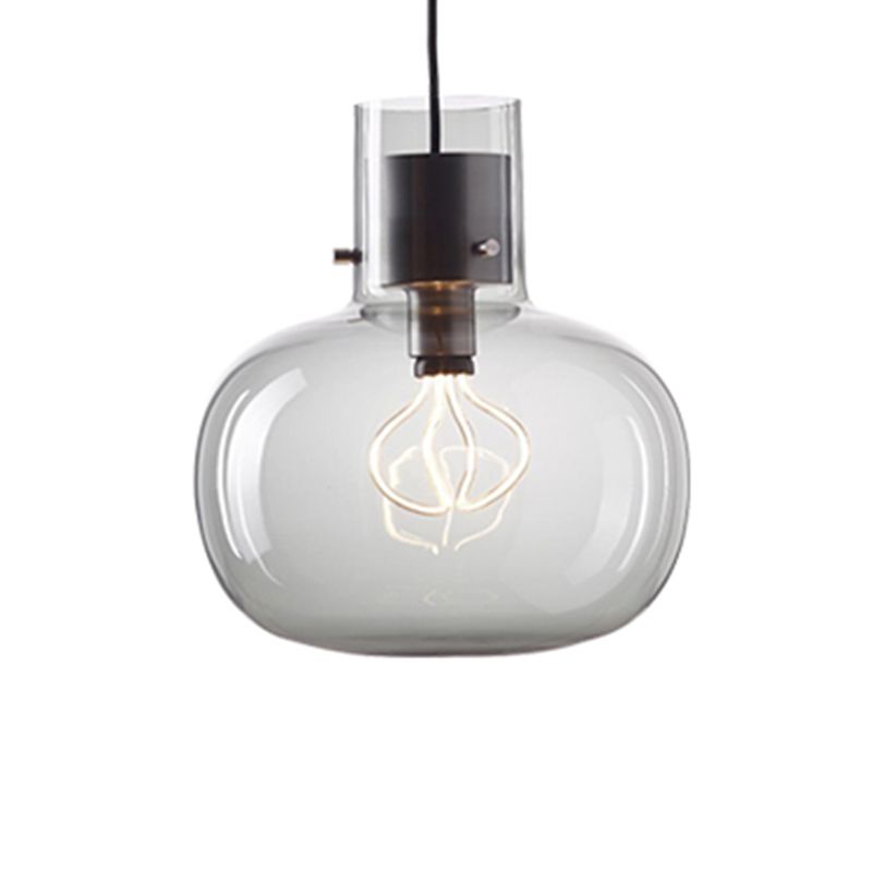 Glass Drum Pendant Light in Modern Creative Style Wrought Iron Hanging Lamp for Interior Spaces