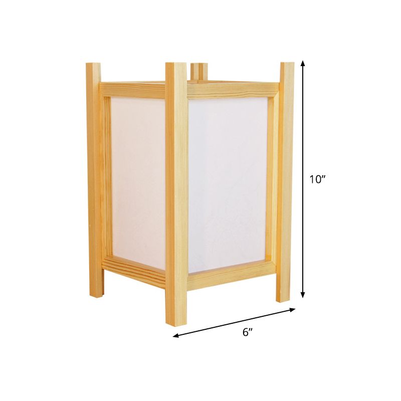 Contemporary 1 Head Desk Light Beige Rectangular Night Table Lamp with Wood Shade