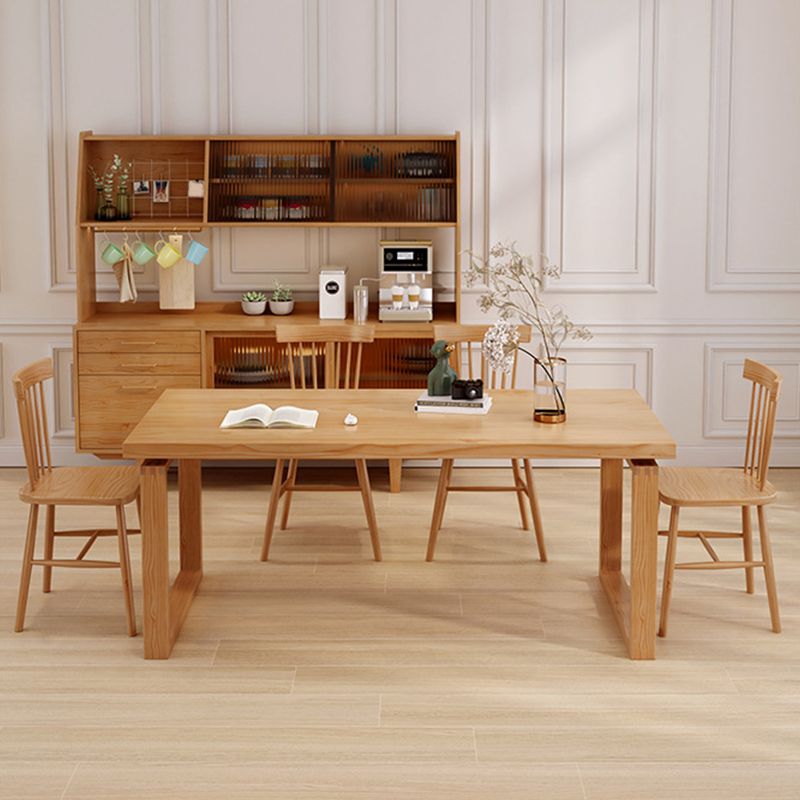 Contemporary Dinette Table Rectangle Solid Wood Dining Room Table in Natural
