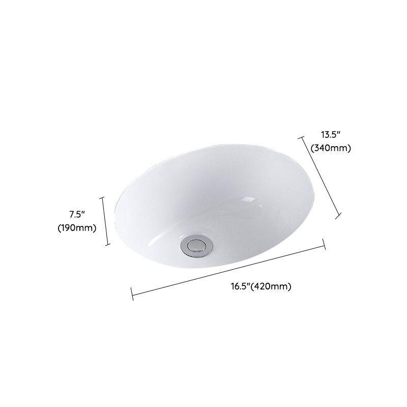 Modern Undermount Vanity Sink Porcelain Shut-Off Valve Included Bathroom Sink