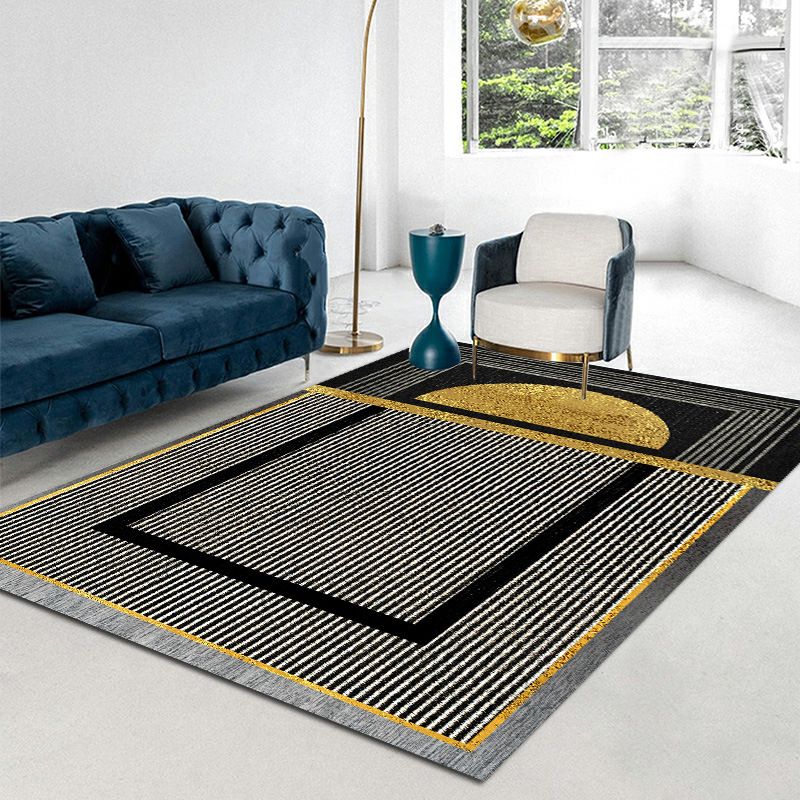 Modern Gray Tone Carpet Gorgeous Polyester Indoor Rug Living Room Area Rug with Non-Slip Backing