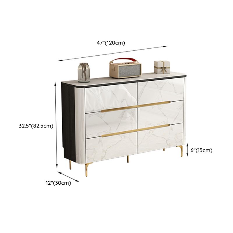 Stone Storage Chest Dresser Horizontal Storage Chest with 6 Drawers