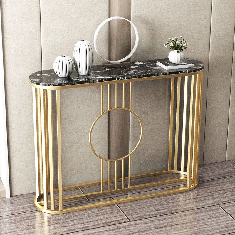 31.5" Tall Glam Console Table 1-shelf Marble Accent Table for Hall