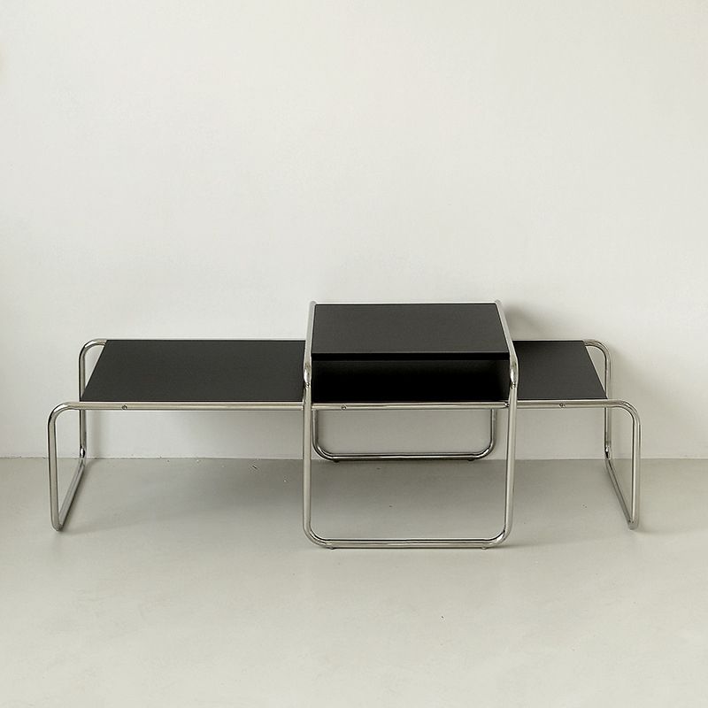 Contemporary Rectangle Solid Wood Coffee Table with Steel Sled Base