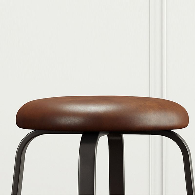 Modern Style Bar-stool Round Seat Barstool with Footrest and Metal Base