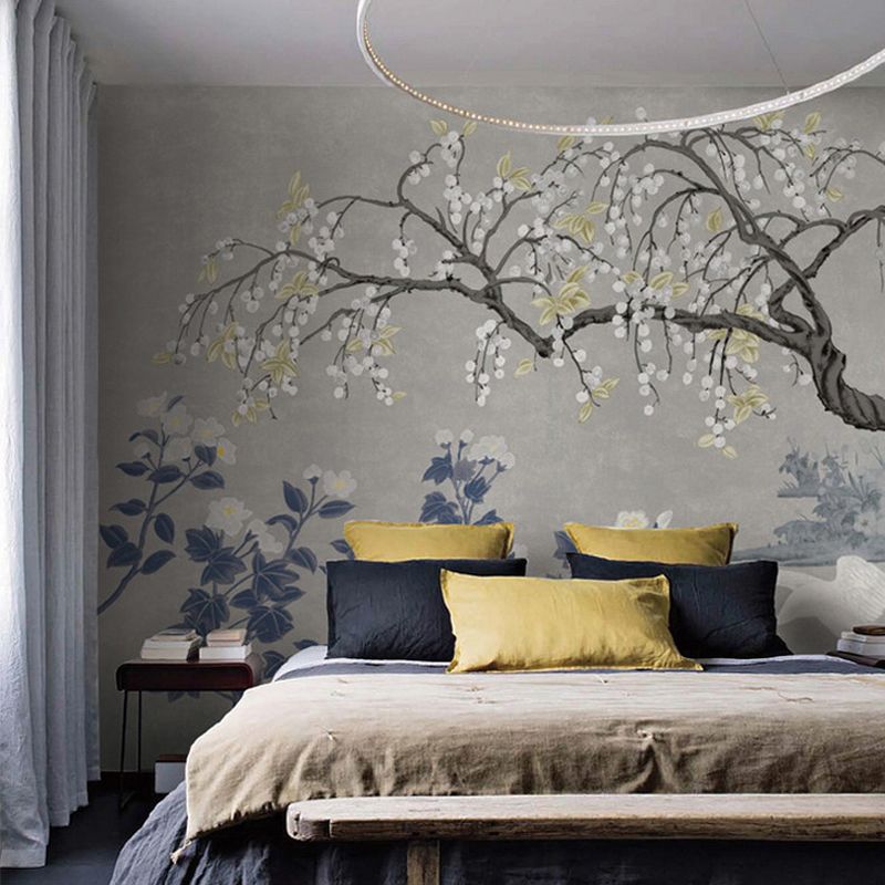 Asia Longan Trees Harvest Mural Dark Color Flower Wall Art for Dining Room, Custom-Made