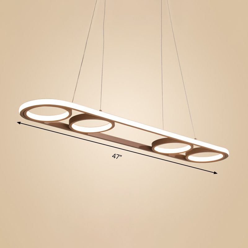39 "/ 47" de large île métallique ovale Éclairage de plafond de café simple Plafond LED Light en lumière chaude / blanche