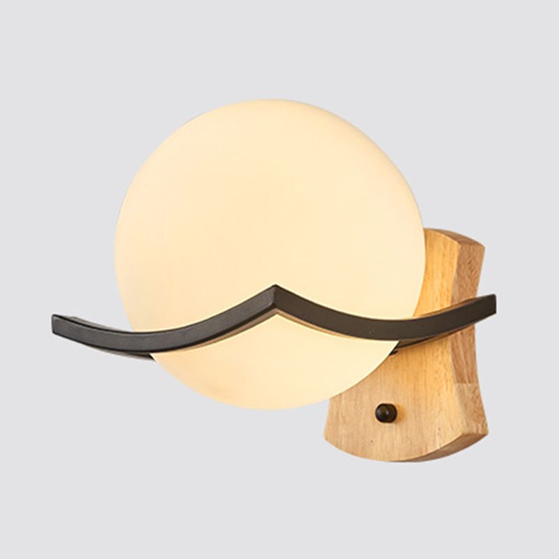 Gamique en verre blanc et en bois moderne un luminaire mural mural pour le salon