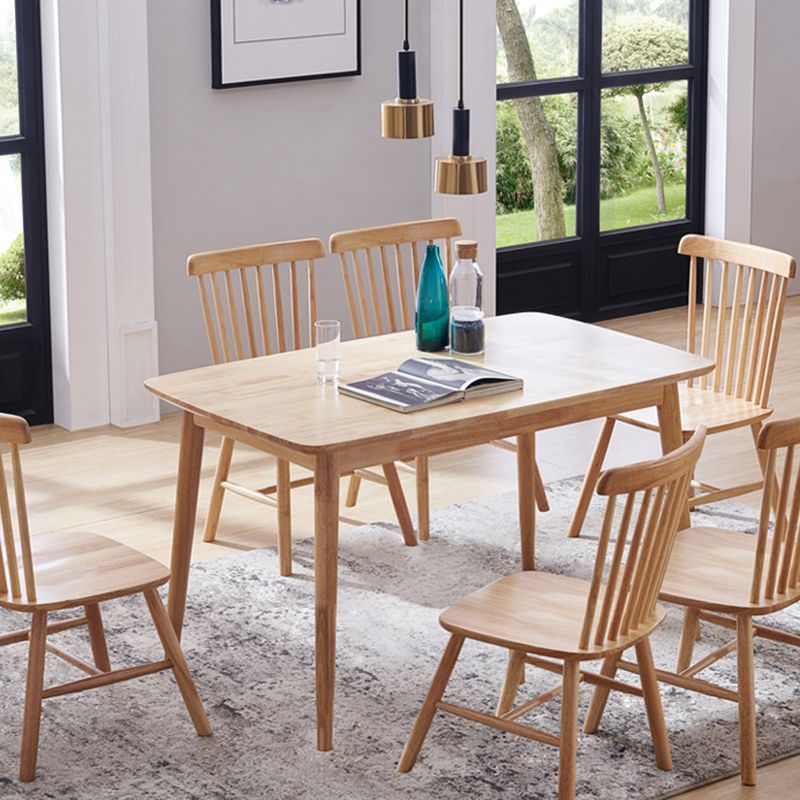 Rubberwood vaste houten eettafel 4 benen basis houten tafel voor keuken