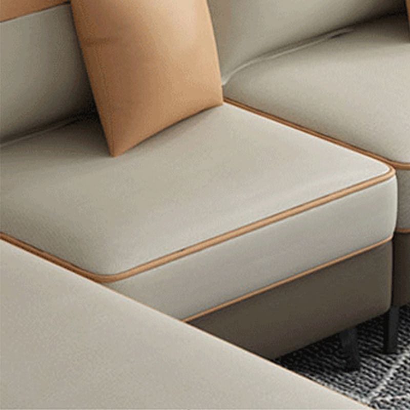 Modern 29.52 " H Faux Leather Flared Arm Sofa & Chaise for Living Room