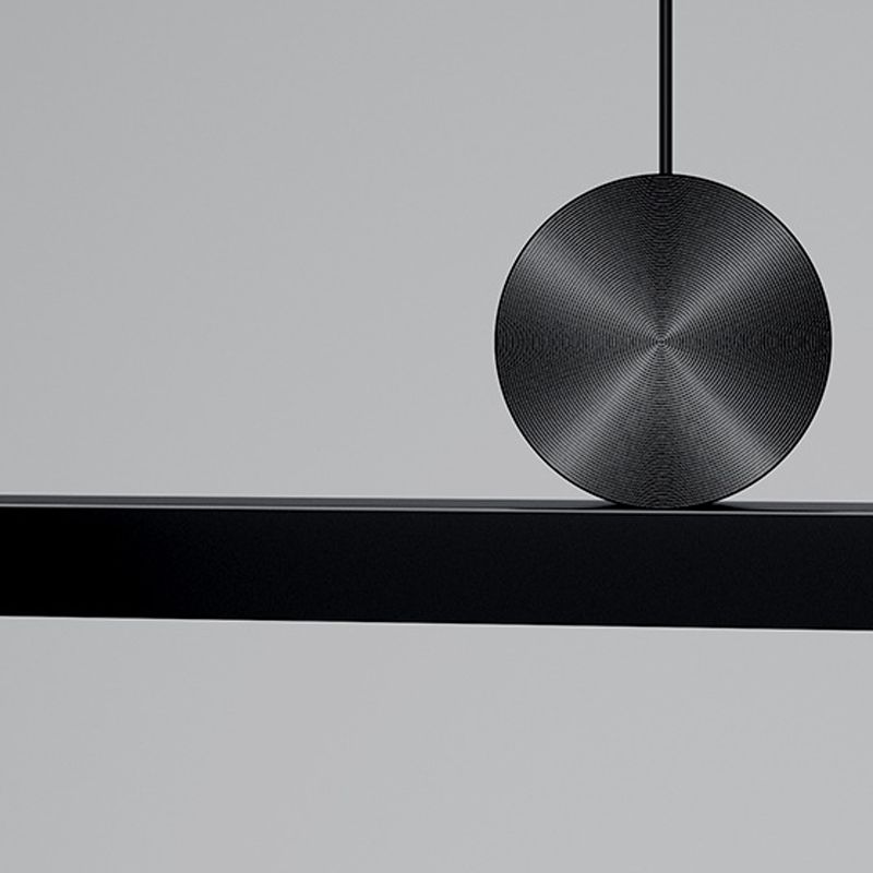 Schwarz gerade Insel hell moderne Aluminium -LED -Inselanhänger für Wohnzimmer