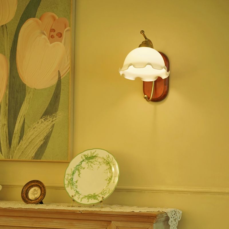 Modern Glass Wall Mounted Lamp Wooden Wall Lights for Bedroom