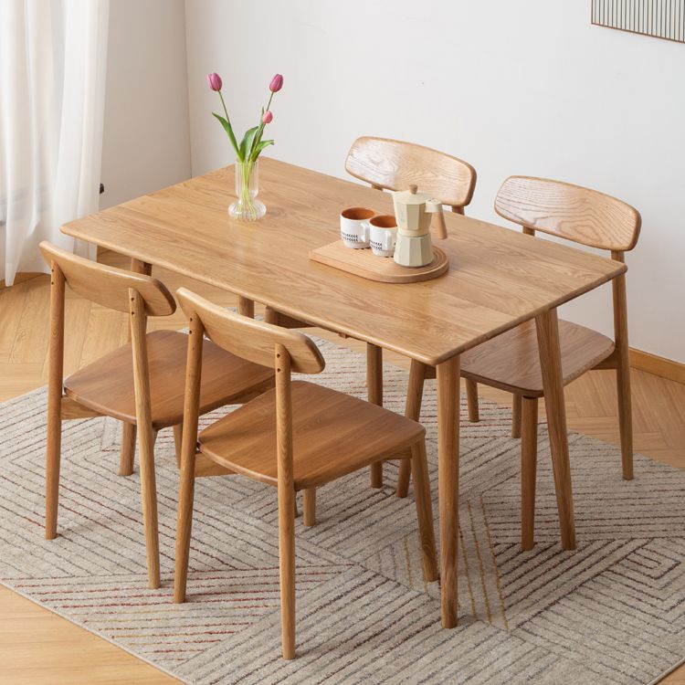 Mid-Century Modern Dining Table Rectangle Solid Wood Dining Table with 4 Legs