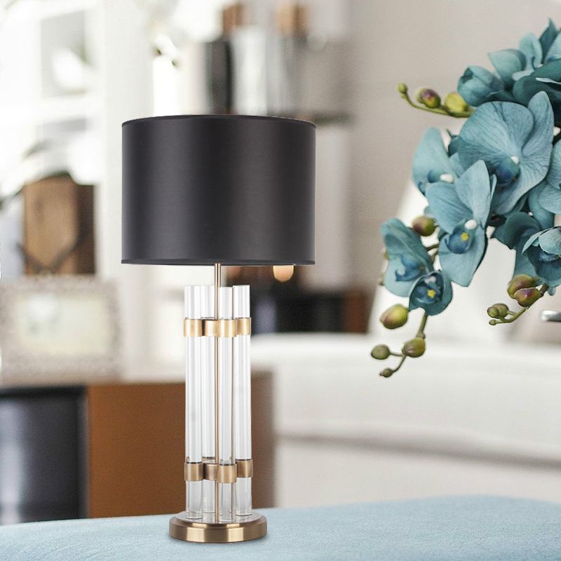 Fassstoff Stoff Schreibtisch hell moderne 1 Kopf Gold Nachttischlampe mit klar