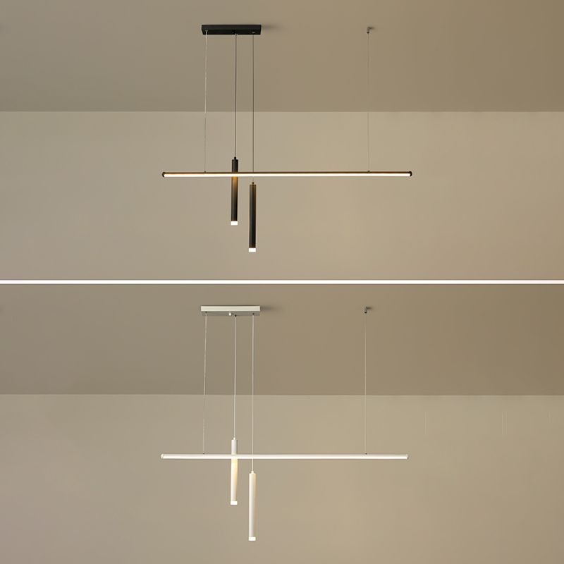 Lineair eilandlichtarmatuur moderne 3-licht LED-hangende lampen met witte acrylschaduw