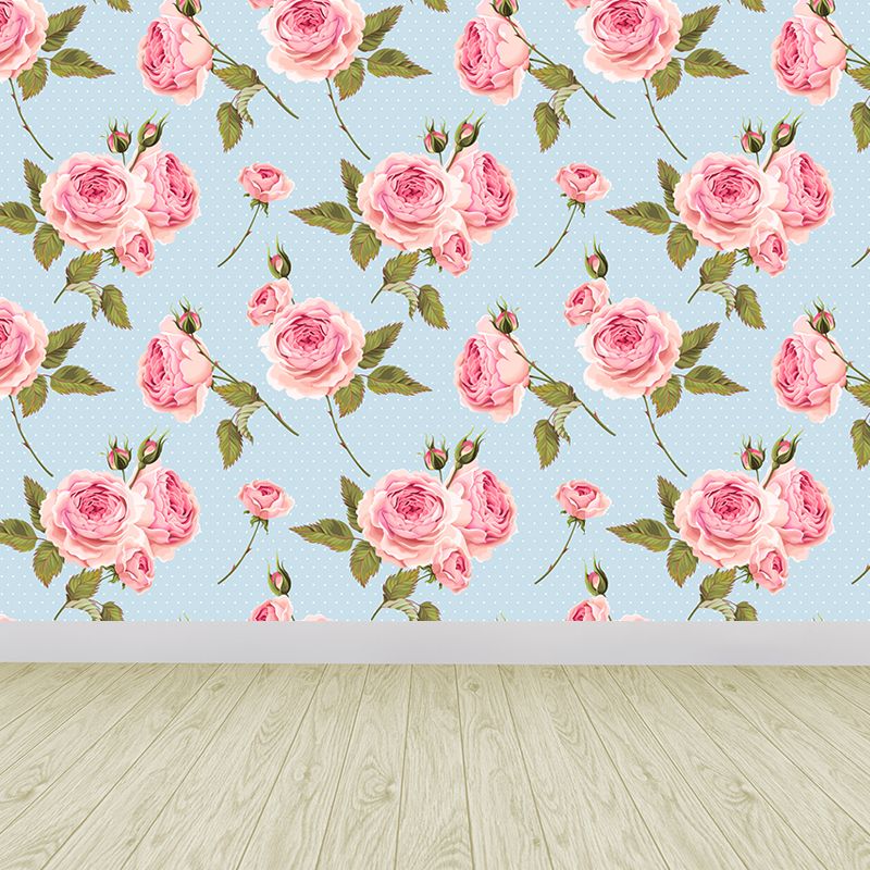 Full Size Stylish Wall Mural Decal Pastel Rose Wall Covering, Custom Size Available