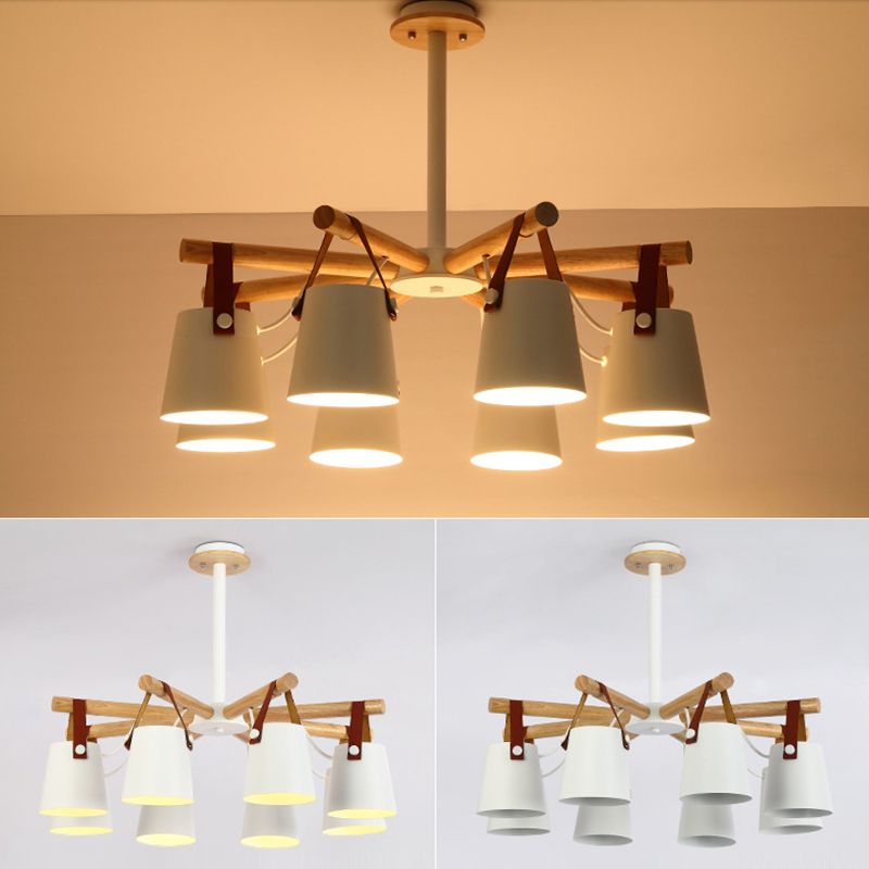 Luce a ciondolo sputnik in legno in stile moderno in ferro battuto in ferro battuto lampadario per soggiorno