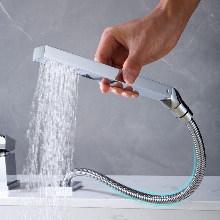 Modern Swivel Bathroom Faucet Low Arc Deck Mounted Bathtub Faucet