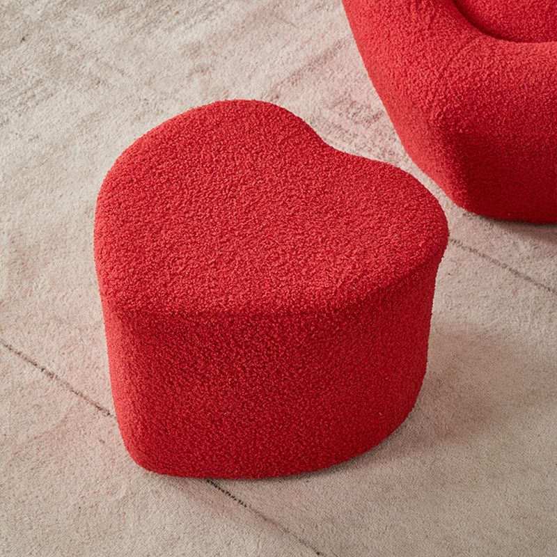 Contemporary Pouf Solid Color Sherpa Heart Shape Fade Resistant Pouf