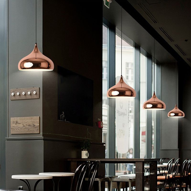 Metallschattierte Anhänger Light Kit Moderne Roségold -Hängeleuchte für Esszimmer