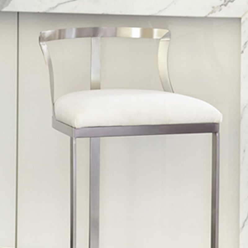 Glam Metal Barstool Fabric Upholstered Counter Stool in Matte Finish for Indoor