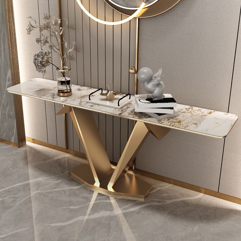 Contemporary Rectangle Console Table Stone Console Sofa Table for Hall