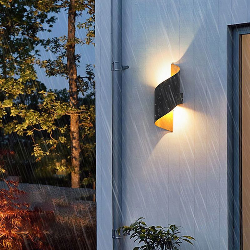 Modern Style Wrapped Shape Wall Sconce Metal 2 Light Sconces for Outdoor