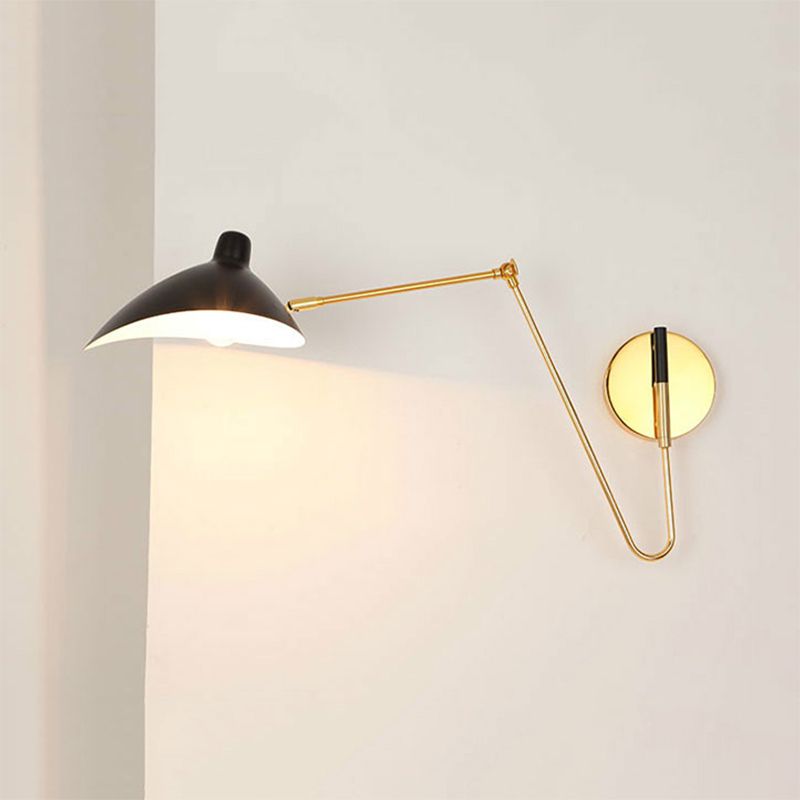 Metallic Duckbill Shade Wall Lamp Modern Style 1 Head Black Finish Sconce Lighting with Straight/Curved Arm