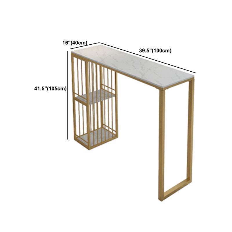 Glam Style Rectangle Bar Table 1/2/3 Pieces Faux Marble Counter Table