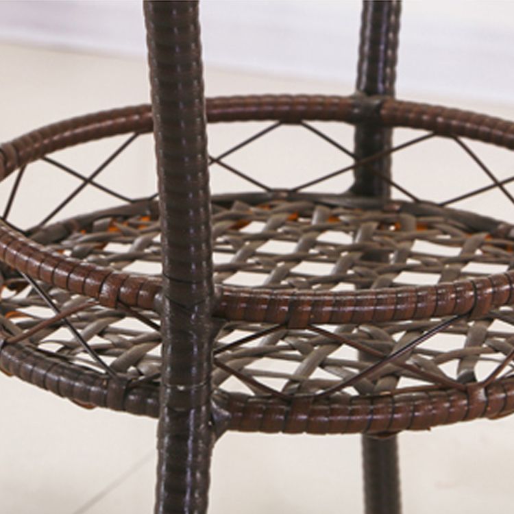 Tropical Glass Top 4 Legs Cocktail Table with Shelf Round Coffee Table