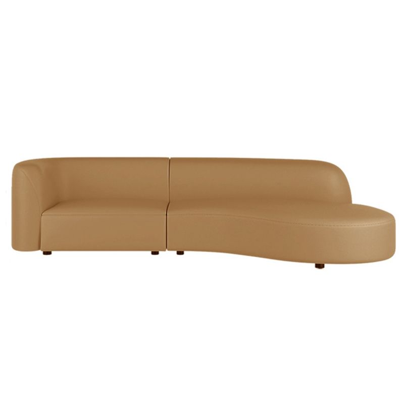 Brown One Arm Sectional Sofas Solid Wood Sectional Couch for Living Room