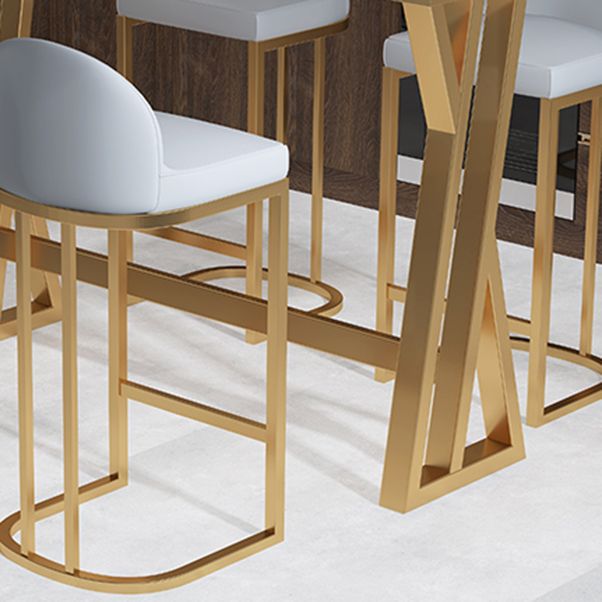 Glam Rectangle Pub Table Set 1/2/5 Pieces Faux Marble Pub Set for Indoor