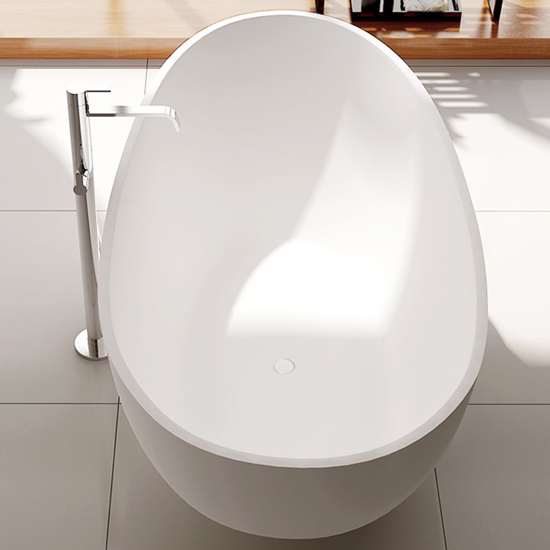 Oval Stand Alone Bath Soaking Acrylic White Modern Back to Wall Bathtub