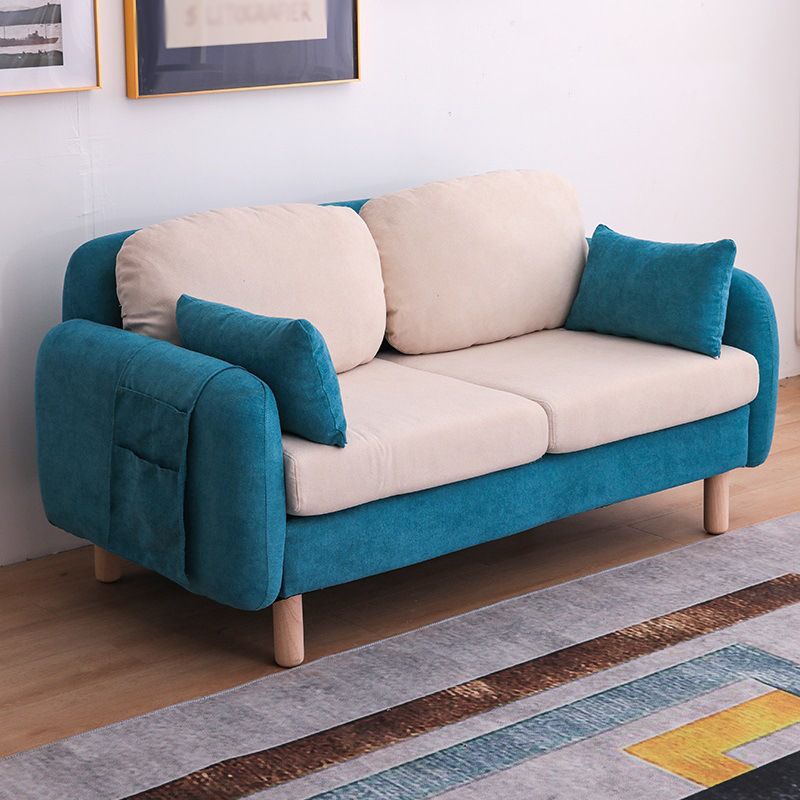 Scandinavian Loveseat with Two Pillow Back and Storage for Apartment