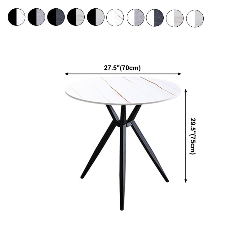 Modern Style Round Dining Table Sintered Stone Table with Metal Base for Home Use