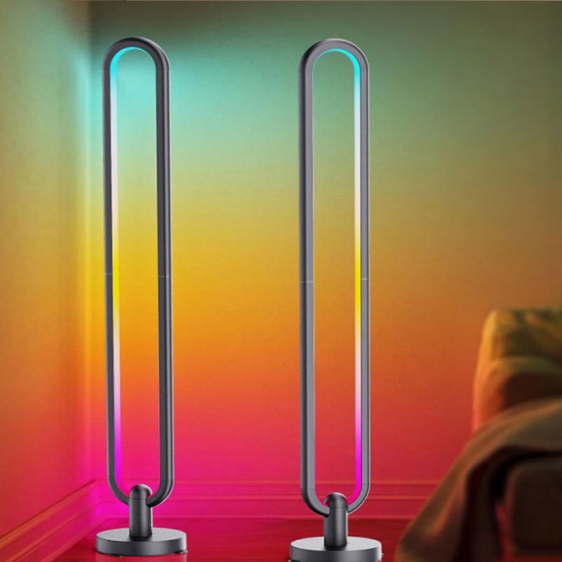 1 leichte ovale Stehlampe zeitgenössische Metalllampen in Schwarz