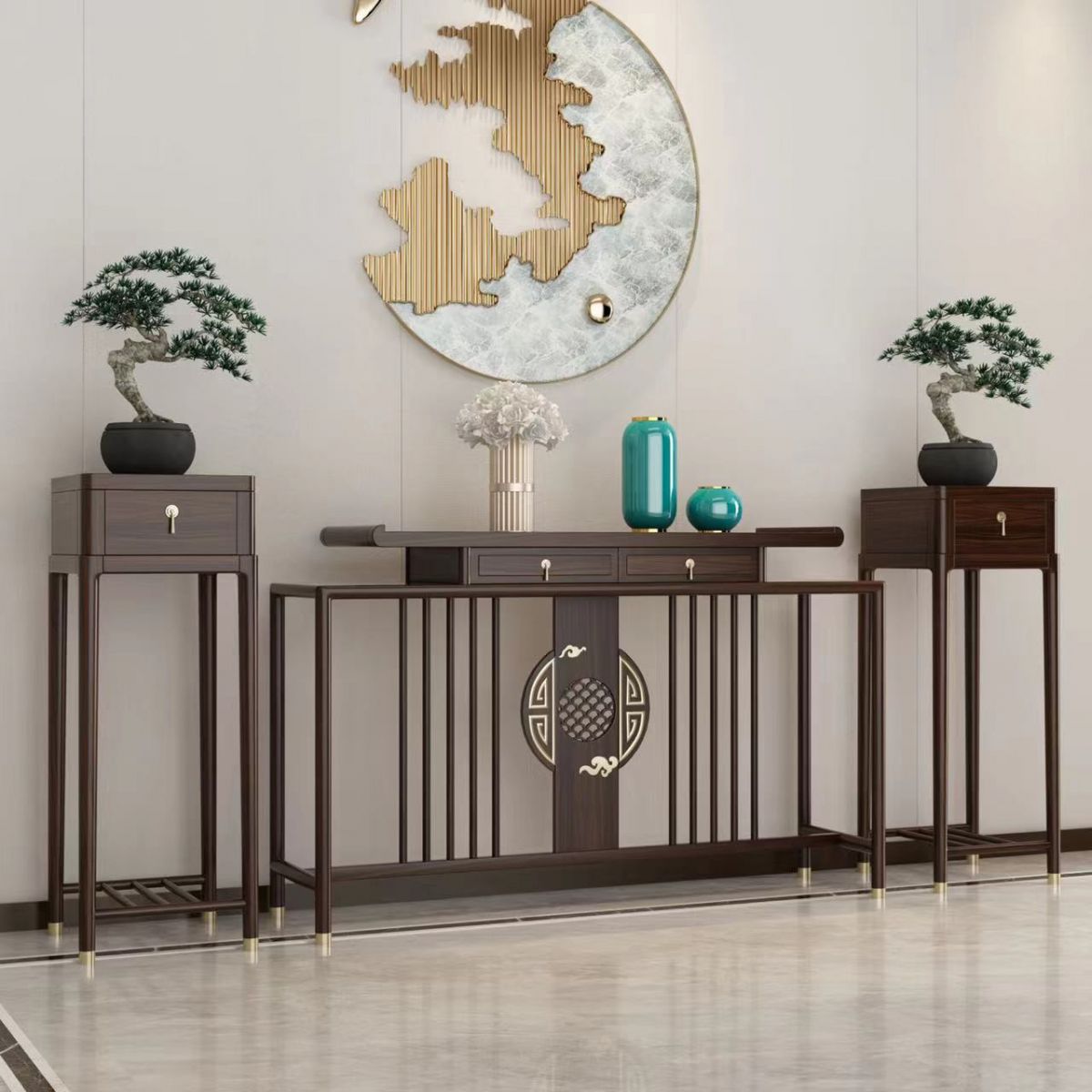 Rectangle Shape Contemporary Console Table Dark Brown Console Sofa Table