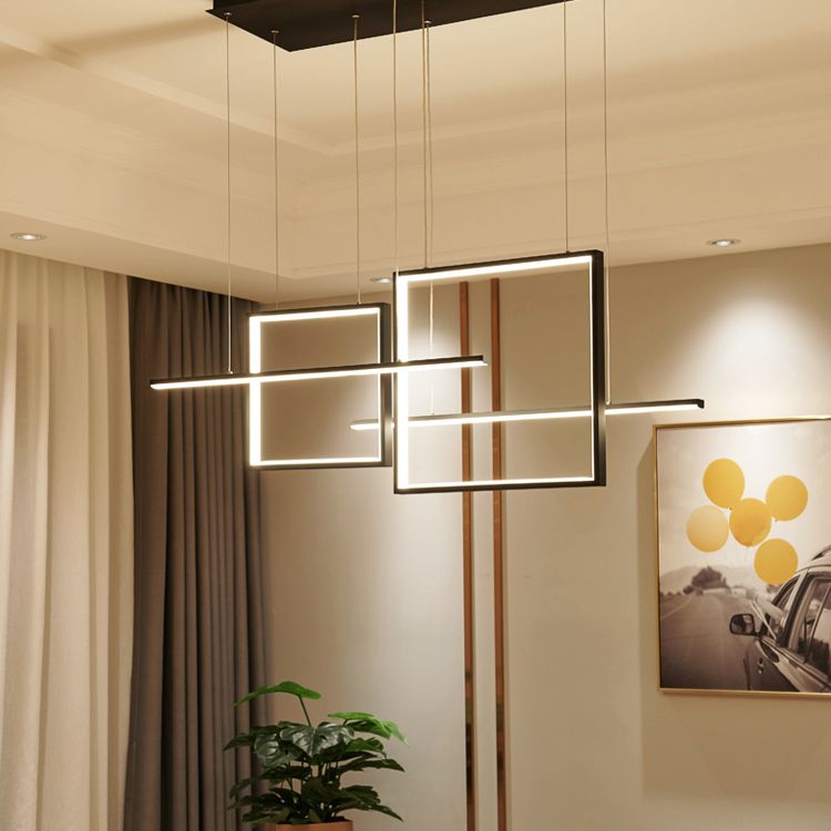 Einfacher helles helles schwarzes 4-Licht-Metallanhänger-Beleuchtungskörper für Esszimmer