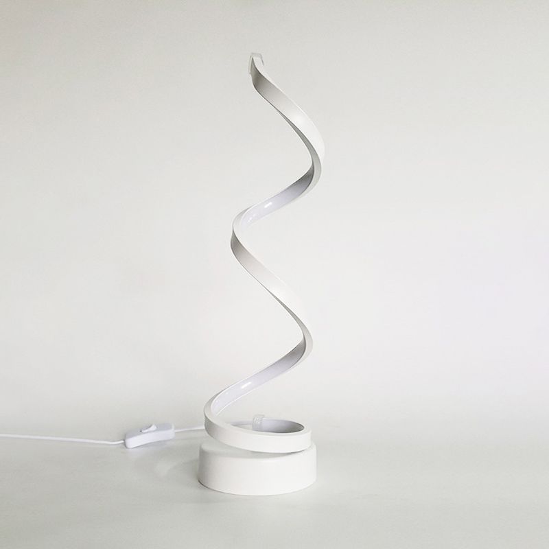 Metal Spiral Night Table Lamps Modern Style 1 Light Nightstand Lamp