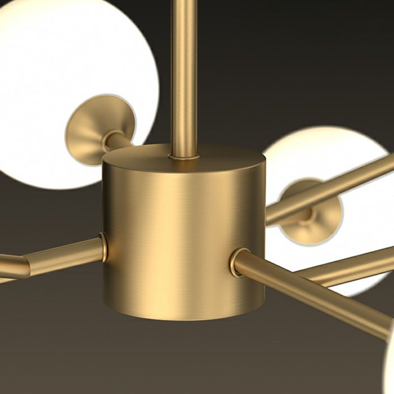 Postmodern Tree Branch Chandelier Milk Ball Glass Living Room Hanging Light in Gold