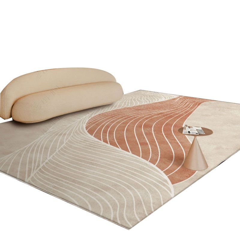White Modern Rug Blending Line Rug Non-Slip Backing Rug for Living Room
