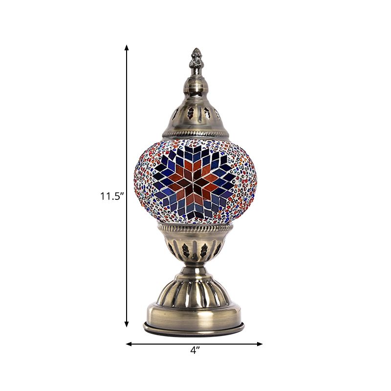 Lampada da tavolo per camera da letto a forma di torre in vetro colorato Art Déco 1 luce da comodino viola chiaro/rosso e verde/rosso e blu