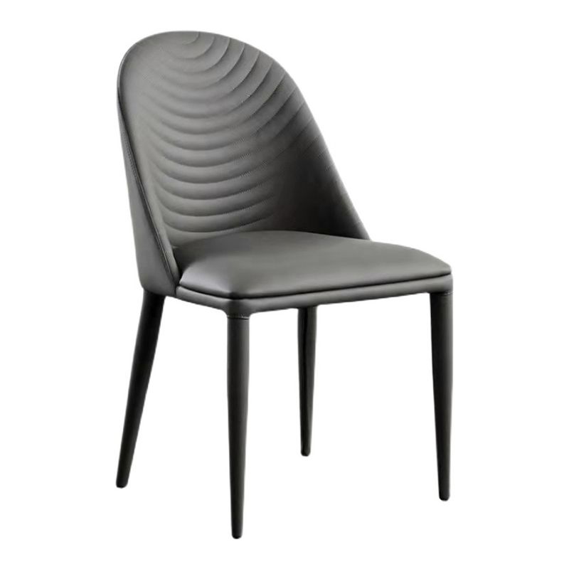 Metal Base Indoor Dining Chair 19'' Wide Parsons Leather Chair for Restaurant