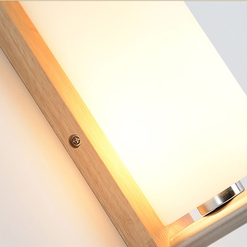 Wood Geometric Wall Sconce Lighting Simplicity-Style Wall Lighting Fixture in Beige