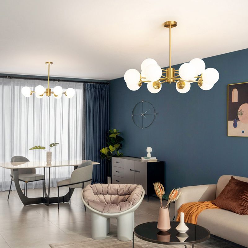 Moderne stijl wit glas kroonluchter verlichting multi -lights bol plafond hanglamp